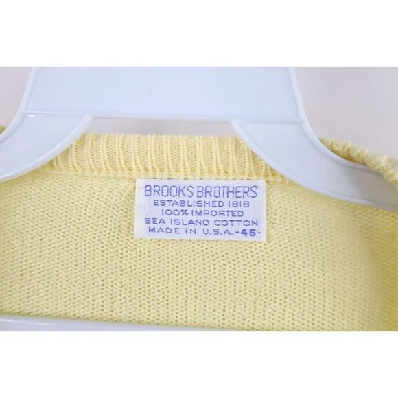 Vtg 60s 70s Brooks Brothers Mens 46 Sea Island Cotton Knit V-Neck Sweater USA
